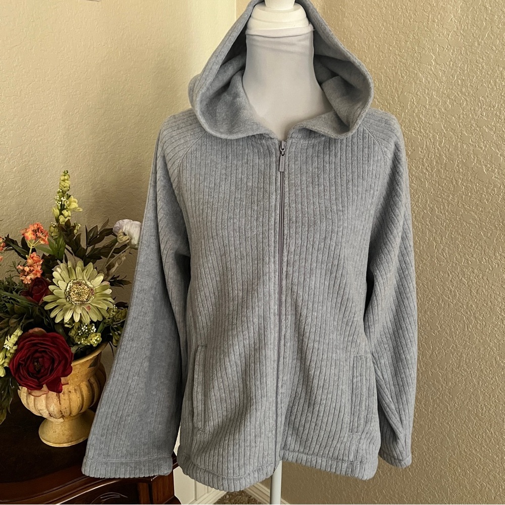 By Design Ribbed Fleece Hooded Jacket
